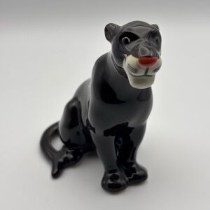 Vintage Disney Bagheera Black Panther Ceramic Figurine from Jungle Book
